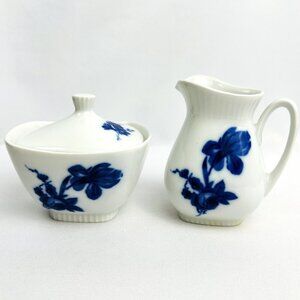 Eschenbach Bavaria Sugar & Creamer Set Blue Floral Porcelain Vintage Germany
